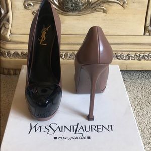 NWT YSL shoes! Size 37.5. Dark nude/black